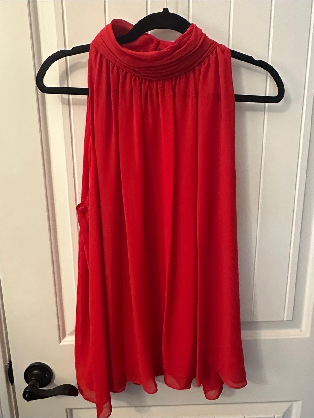 Vince Camuto Red Sleeveless High-Neck Chiffon Camisole